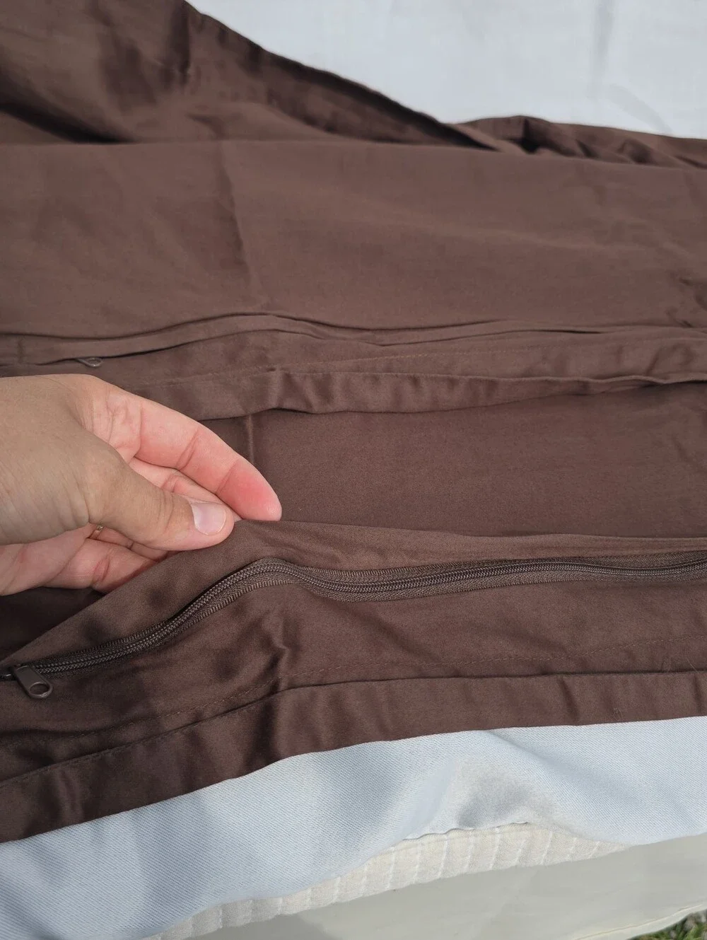 NWOT Quince King Cal King Duvet Cover Set Giza Sateen Cotton Espresso 2 Shams